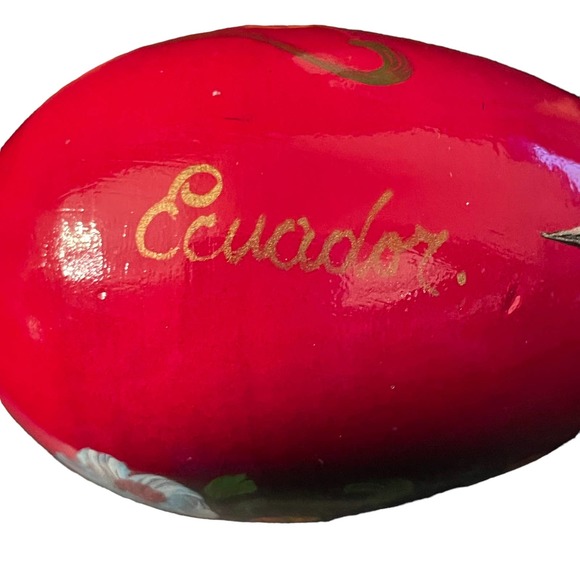 Vintage Hand Painted Eggs with Christmas Florals and Poinsettias Made in Ecuador - Picture 6 of 6